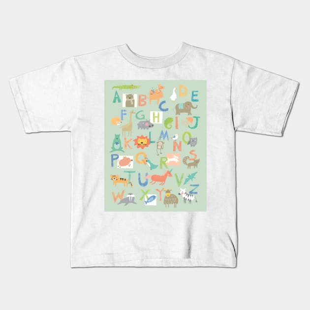 ABC critters Kids T-Shirt by tfinn